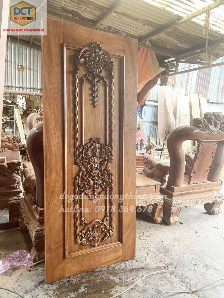 Bộ cửa phòng cổ điển cao cấp gỗ gõ đỏ cao cấp cp46gd